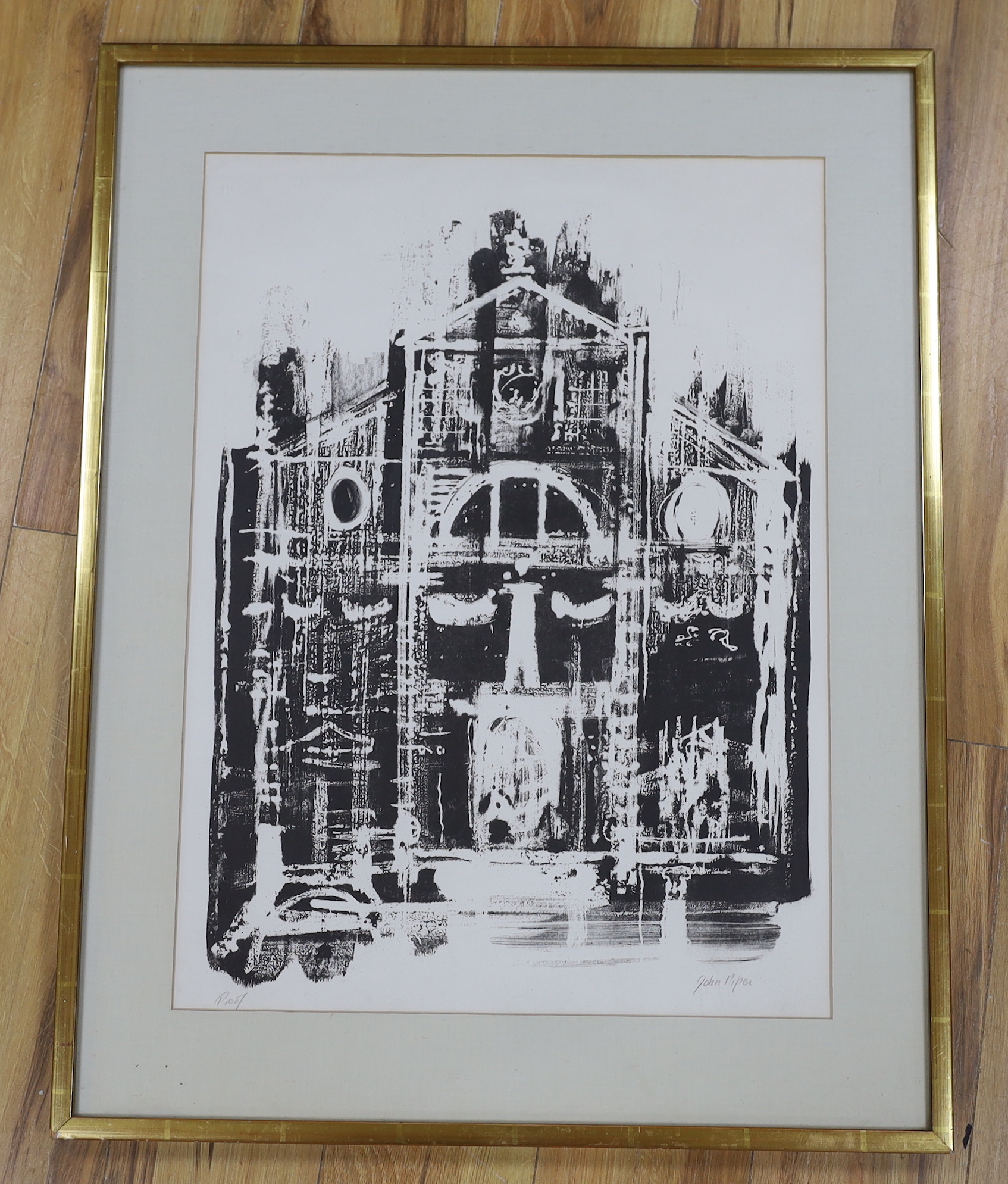 John Piper (1903-1992), proof lithograph, 'San Moise, Venice', signed in pencil, various details verso, 66 x 49cm